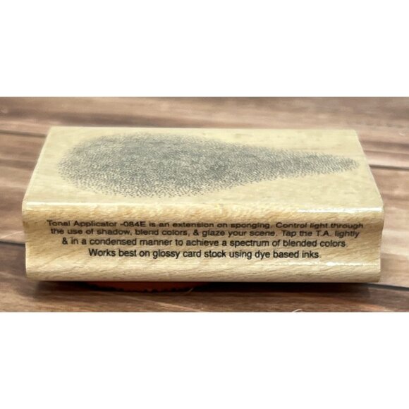 1993 STAMPSCAPES INC TONAL APPLICATOR 084E WOOD MOUNTED RUBBER STAMP PEAR K.J.N. - Picture 5 of 5